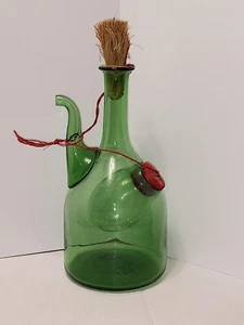 Vintage Italian Demijohn Green Glass Wine Decanter with Plugs and Ice Chamber - Picture 1 of 10