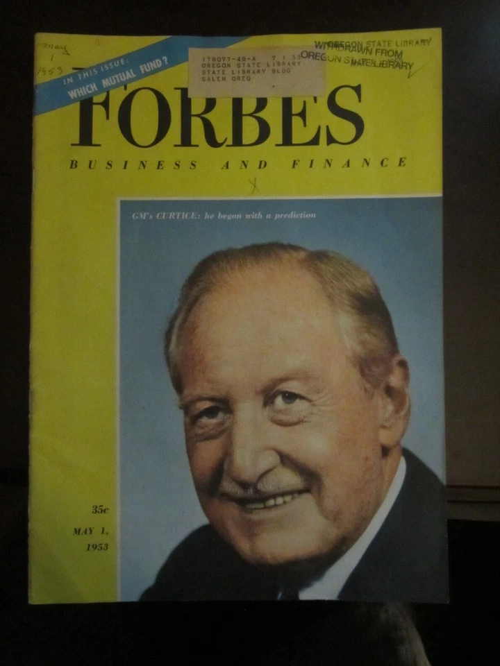 Forbes Business Magazine May 1953 GM's Harlow Curtice 67 - Image 1 of 1