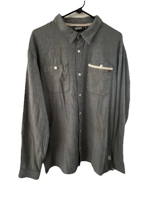 Camisa de franela de algodón gris con botones manga larga calce regular Skate XL VANS para hombre Foto 1 de 4