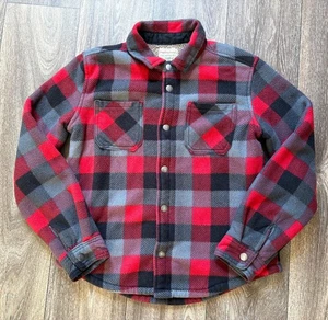 Chaqueta de franela impermeable vintage para niños forrada Sherpa roja gris a cuadros talla M10-12 - Imagen 1 de 9