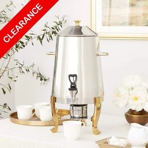 NEW 3 Gallon Stainless Steel Coffee Urn Gold Accents - Picture 1 of 5