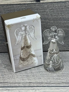 Pier 1 Angel Figurine Ornament Christmas Glass Silver Sparkly 4 “ - Picture 1 of 7