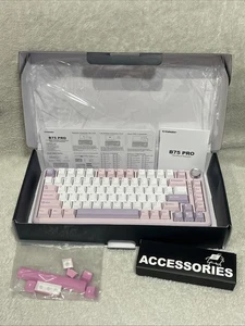 YUNZII B75 PRO Wireless Tri-Mode Mechanical Keyboard Gasket Hot Swap Purple/Pink - Picture 1 of 8