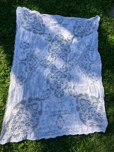 Vintage Quäker Spitze Cottagecore rechteckige Tischdecke 5180 Picot Schlaufen 62x47 - Bild 1 von 13