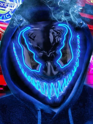 Halloween LED Light Up Mask - Blue Glowing Scary Costume Mask for Adults  Kid... - Image 1 of 4