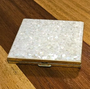 VINTAGE KOMPAKTER PERLMUTT-Deckelspiegel und abgedecktes Pulverfach - Bild 1 von 14