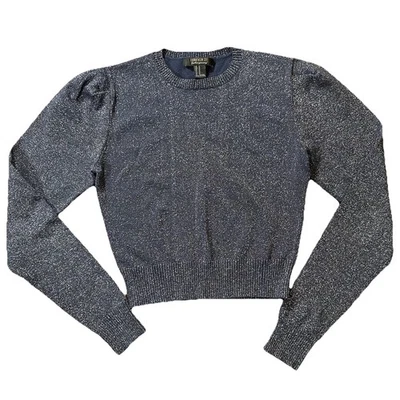 Suéter corto Forever 21 para mujer M metálico brillante fiesta azul manga abullonada Foto 1 de 4