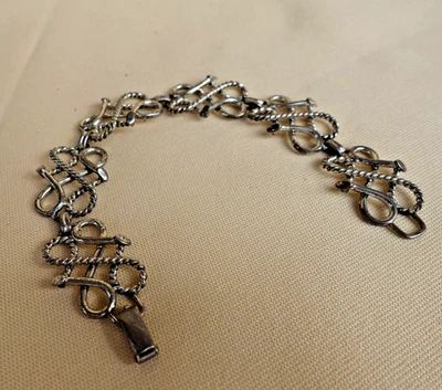 Vintage Danecraft Sterling Silver Repoussé Swirled Link Bracelet 7.25" - Image 1 of 4
