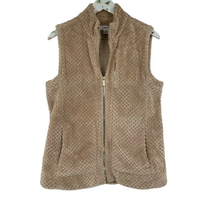 Chaleco polar Sherpa de piel sintética suave tostado talla mediana Calvin Klein para mujer Foto 1 de 4