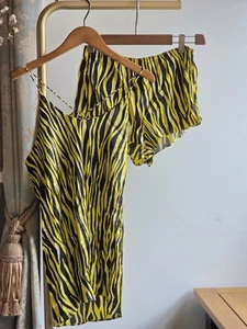 Olivia von Halle • Pyjama-Camisole-Set 100% Seide Zebramuster • Größe 2 (8-10) - Bild 1 von 11