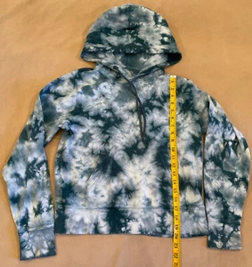 Athleta Hoodie Sweatshirt Pullover Blue Tie Dye Medium Fits Like Girls L/XL - Picture 1 of 5