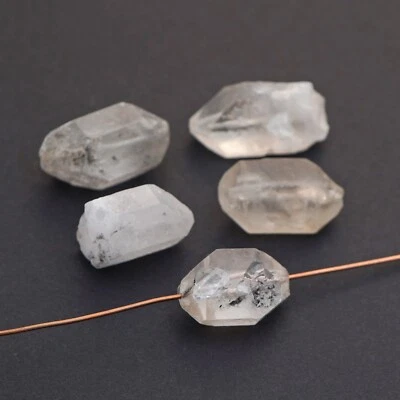 5 cuentas de cristal de cuarzo negro nublado transparente doble acabado 20mm a 25mm Foto 1 de 4