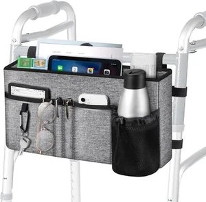 Large Walker Tote Bag Folding Walker Attachment Hands-Free Storage Basket Pouch - Picture 1 of 12