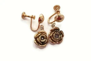 ORECCHINI VINTAGE AVON ECCEZIONALI RISULTATI ROSA STERLING CON DIAMANTE - Foto 1 di 5