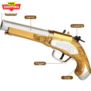 Golden Pirate Cool Toy Gun with Soft Bullets Pistol Cosplay Pirate Toys Dress up - Picture 1 of 13