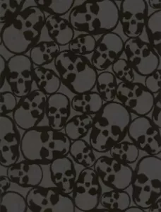 Graham + Brown 19911 Barbara Hulanicki Flock Skulls Flocked Wallpaper, Black - Picture 1 of 3