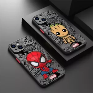 Cartoon Marvel Groot Spiderman Case for iPhone 11 12 13 14 15 ProMax Plus 7 8 - Picture 1 of 16