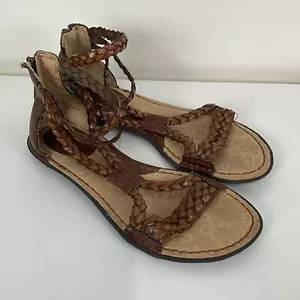 boc Braided Sandals Size 6 Brown Flat Boho Enclosed Heel - Picture 1 of 8