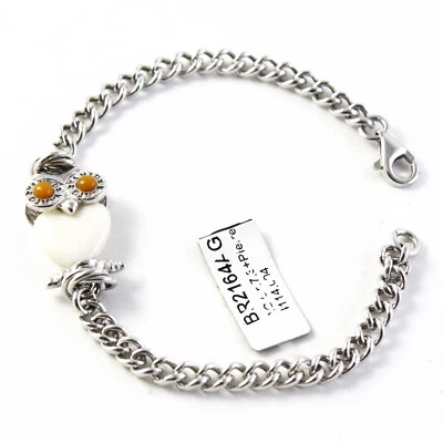 Bracciale Vanto Gioielli in argento 925 rodiato, agata e corniola con civetta - Immagine 1 di 2