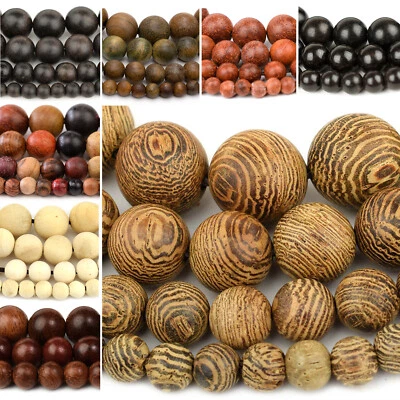 RIVER VALLEY GEMS Natural Wood Beads Round 15” Strand Jewelry Making Wenge 4mm 6mm 8mm 10mm 12mm