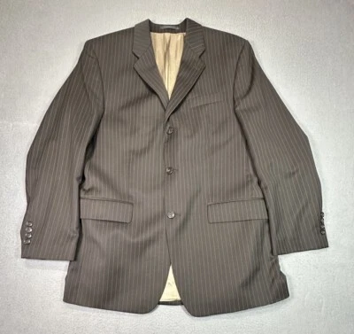 Calvin Klein Blazer Mens Large Brown Pinstripe Made In Canada  - Image 1 of 4