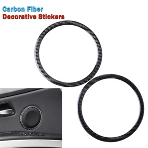 Carbon Fiber Door Speaker Audio Ring Cover Trim For BMW 3 Series E90 E92 2005-12 - Picture 1 of 7