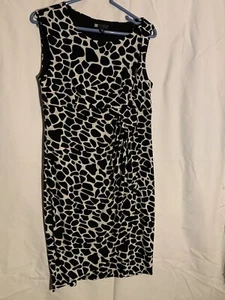 Carole Little Black And White Animal Print Sleeveless Dress Size 10 - Picture 1 of 6