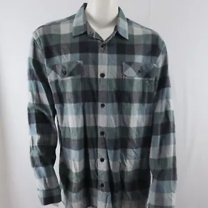 Patagonia Organic Cotton Flannel Shirt Mens XL Green Blue Long Sleeve - Picture 1 of 8