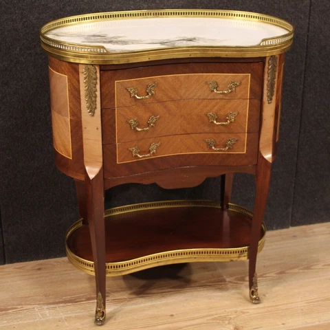 Side table furniture night stand wood marble top 900 antique style living room Cover