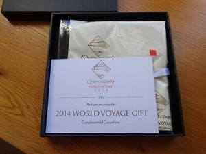 NEW Cunard QE2 2014 World Voyage Boxed Complementary Gift Silk Scarf BNIB - Picture 1 of 7