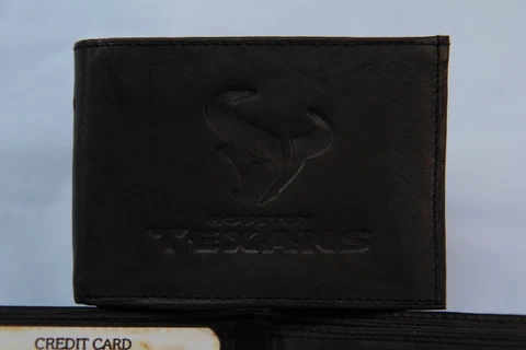 HOUSTON TEXANS   Leather BiFold Wallet   NEW  black 2 sb Cover