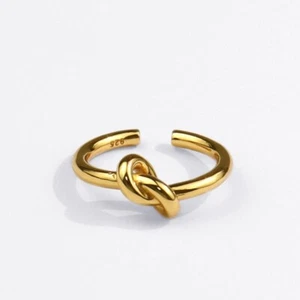 ZARD Love Knot Open Ring in 18K Gold Plated Sterling Silver Minimalist Style - Picture 1 of 6