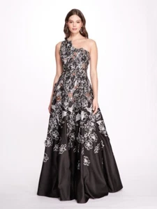 NWT Marchesa Notte Satin Laser Cut Gown Size US 12 - Picture 1 of 3