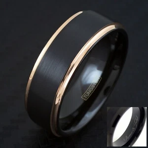 Custom Purchase for frios268 Tungsten Black Rose Gold Ring 8mm Size 10 Engraved - Picture 1 of 1
