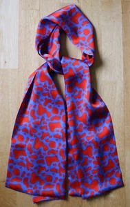 100% Silk Scarf. Blue & red camouflage 13" x 63" Unisex Hand made - Picture 1 of 1