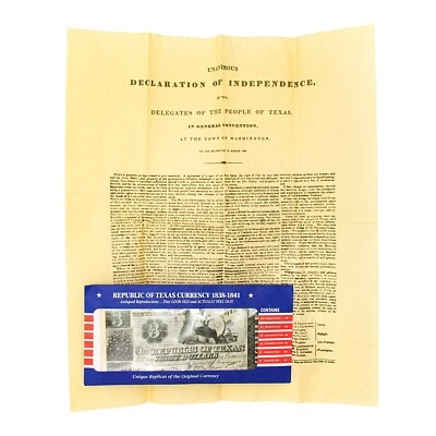 Texas Declaration De Independencia De México 1836+6 Moneda Reproducciones - Imagen 1 de 2