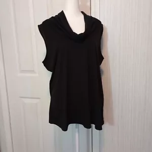 New Directions Women's Knit Sleeveless Size 1X Woman Black Cowl Neck Blouse, LNC - Picture 1 of 9