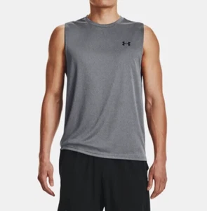 UNDER ARMOUR Mens 2XL UA Velocity Muscle Tank Gray Black Logo 132792-012 XXL - Picture 1 of 7