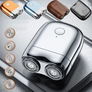 Waterproof Portable USB Men's Shaver, Mini Double Head Washable Electric Razor - Picture 1 of 23