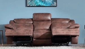 Mikrofaser Sofa elektrisch, Relaxsofa 3-Sitzer modern verstellbar, 3581ee-3-V03 - Bild 1 von 7