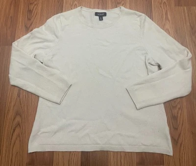 Lands’ End Sweater Womens Extra Large Cashmere Crew Neck Cream Knit - Image 1 of 4