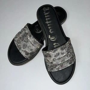 Juicy Couture Yummy LA stampa ghepardo strass donna 8 sandali slide - Foto 1 di 14