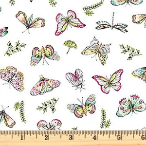 From Paris With Love White Butterflies 27330-10 Northcott Fabric By half yard - Picture 1 of 1