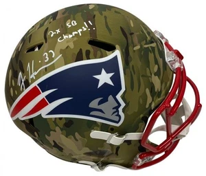 Rodney Harrison Autograph Patriots Helmet Camoflauge Replica with Inscription - Picture 1 of 1