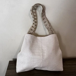 Auth Vince Camuto Embossed Croc Leather Women HOBO Bag Purse TOTE - Picture 1 of 7