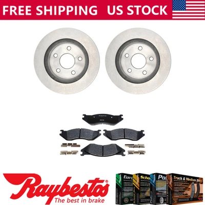 Rotores de freno delanteros + pastillas de freno metálicas y herrajes para Dodge Ram 1500 2002-2005 Foto 1 de 4