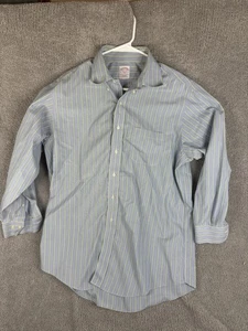 Camisa Brooks Brothers Para Hombre 16.5 32/33 Azul Verde Rayas 346 Algodón Sin Hierro - Imagen 1 de 10
