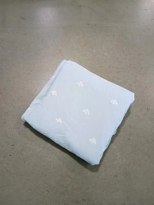 Restoration Hardware Light Blue Embroidered Bee Full/Queen Duvet Cover - Image 1 of 4