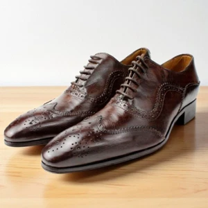 Ivan Troy Baki Brown Oxford Leather Shoes for Men / Made in Italy - Picture 1 of 11