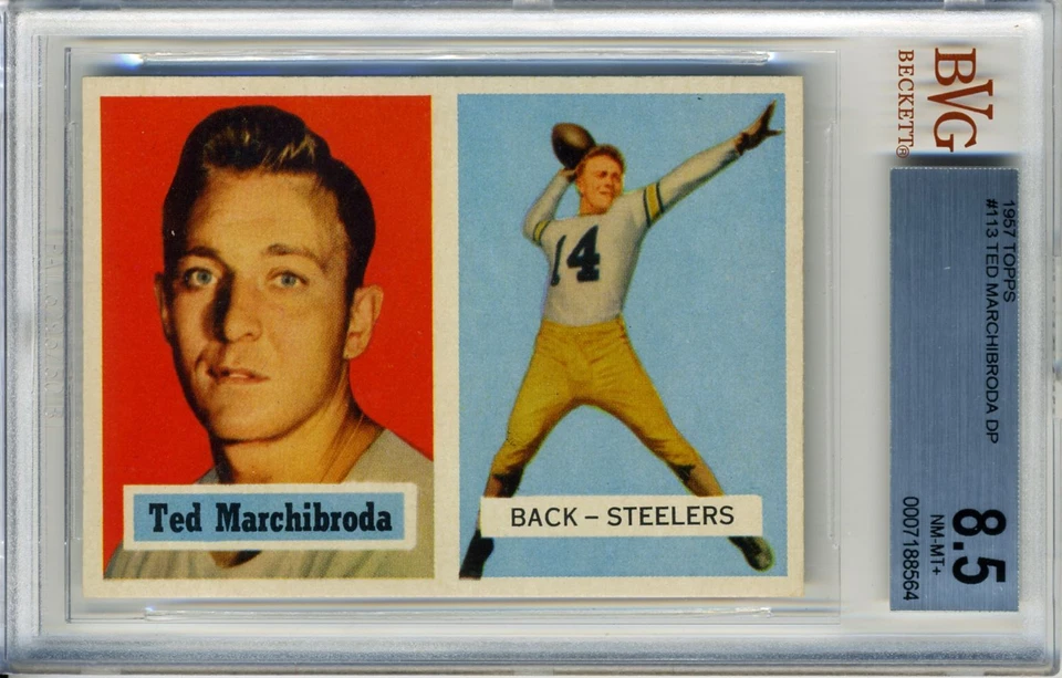1957 Topps #113 Ted Marchibroda DP BVG 8.5 NM-MT+ Pittsburgh Steelers - Image 1 of 1